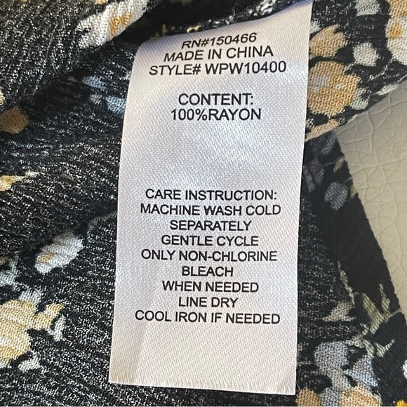 MARKET & SPRUCE Henley 3Q Sleeve stitch fix floral yellow blue size 1X rayon - Picture 6 of 7